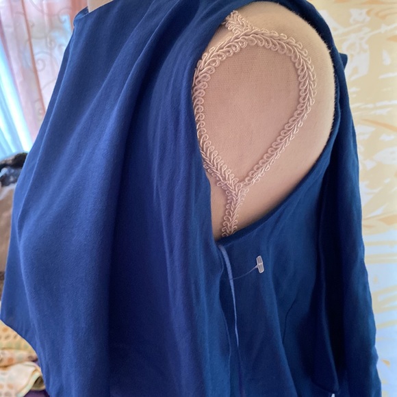 MASSIMO DUTTI ROYAL BLUE MIDI DRESS SIZE 4 fully lined. Sleeveless - Picture 3 of 9